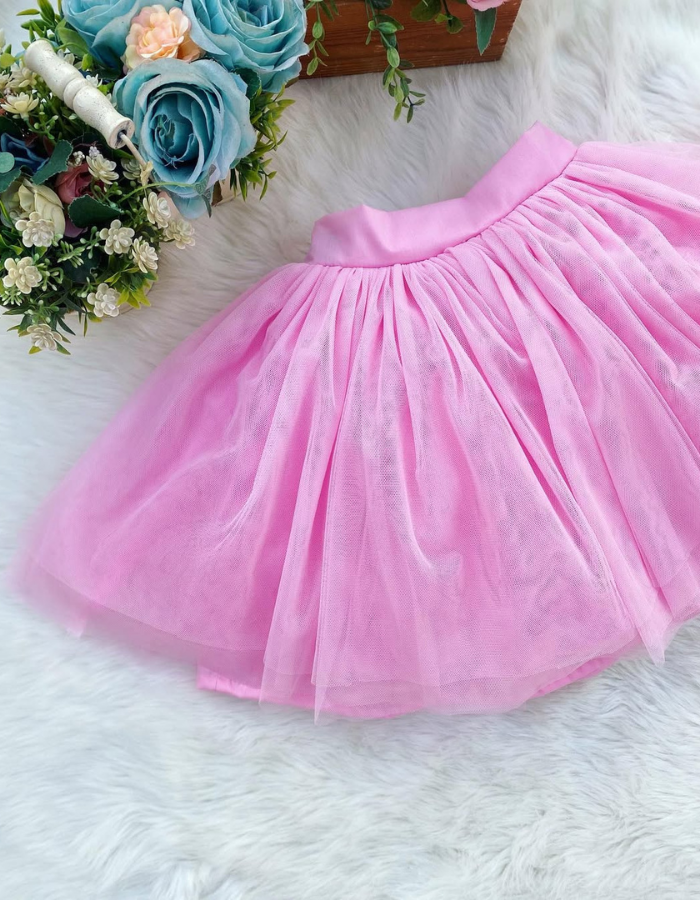 Shirley Ruffle Pink Top and Tulle Skirt Kids Dress Set