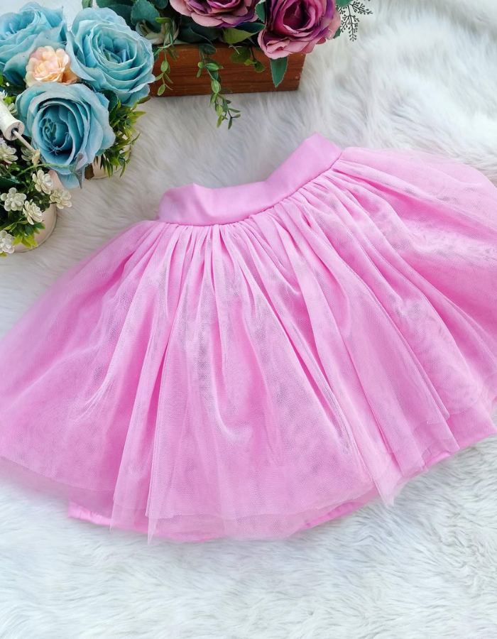 Shirley Ruffle Pink Top and Tulle Skirt Kids Dress Set