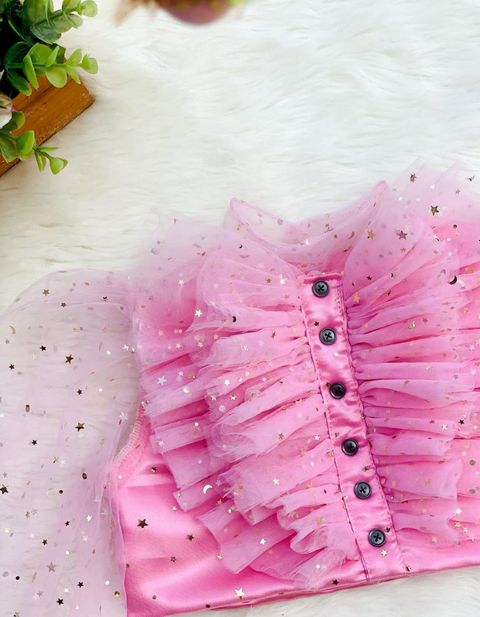 Shirley Ruffle Pink Top and Tulle Skirt Kids Dress Set