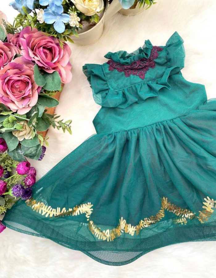 Agathe Ruffle Neck Vintage with Bow Sash Kids Dress MysonLight