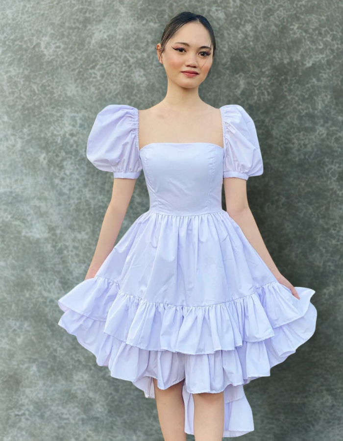 Saffron Puff Sleeve Ruffle Skirt Kids and Women's Dress Twinning MysonLight