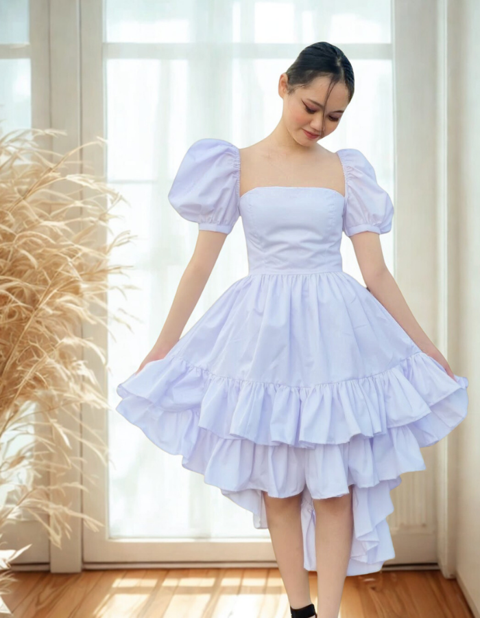 Saffron Puff Sleeve Ruffle Skirt Kids and Women's Dress Twinning MysonLight