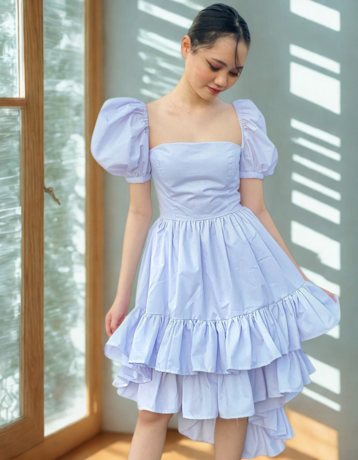 Saffron Puff Sleeve Ruffle Skirt Kids and Women's Dress Twinning MysonLight
