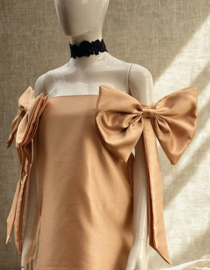 Kendra Off-Shoulder Ladies Bow Dress