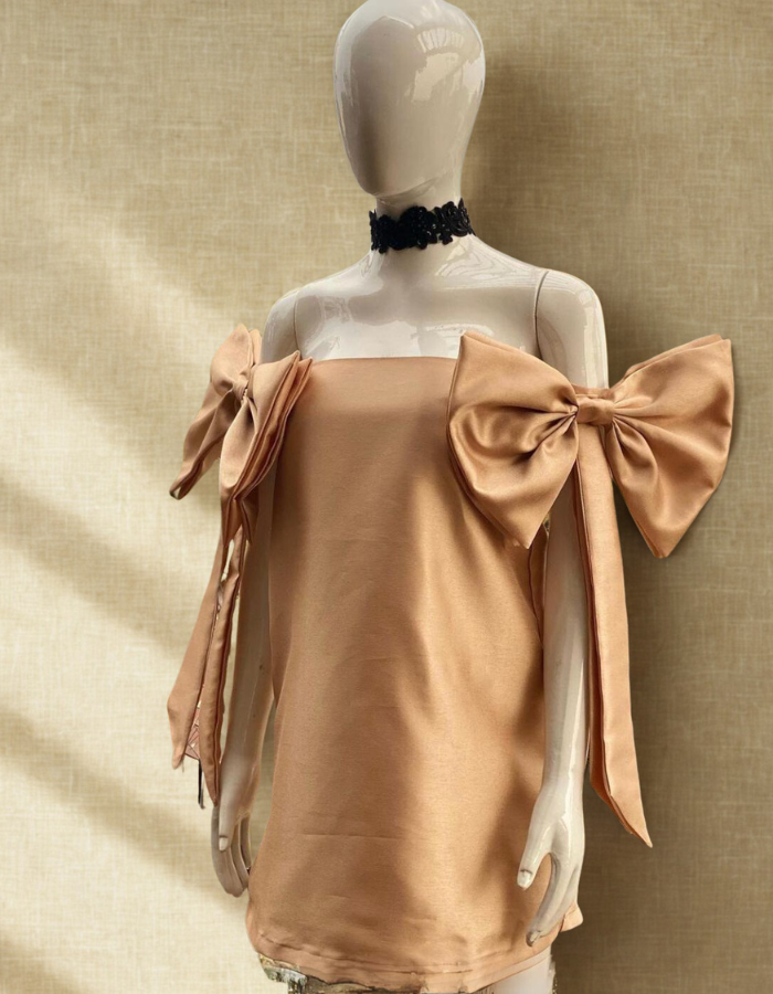 Kendra Off-Shoulder Ladies Bow Dress