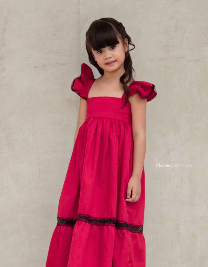 Angelina Ruffle Maxi Dress For Kids & Women MysonLight Twinning