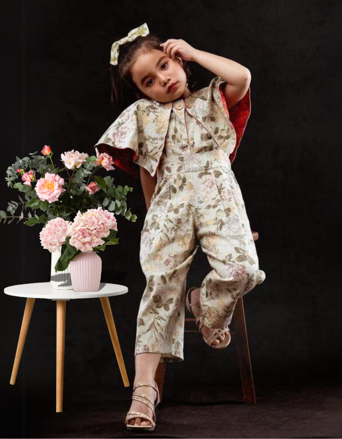 Ruru capelet Top with Cape & Evvie Suspender Vintage Shorts Kids Set